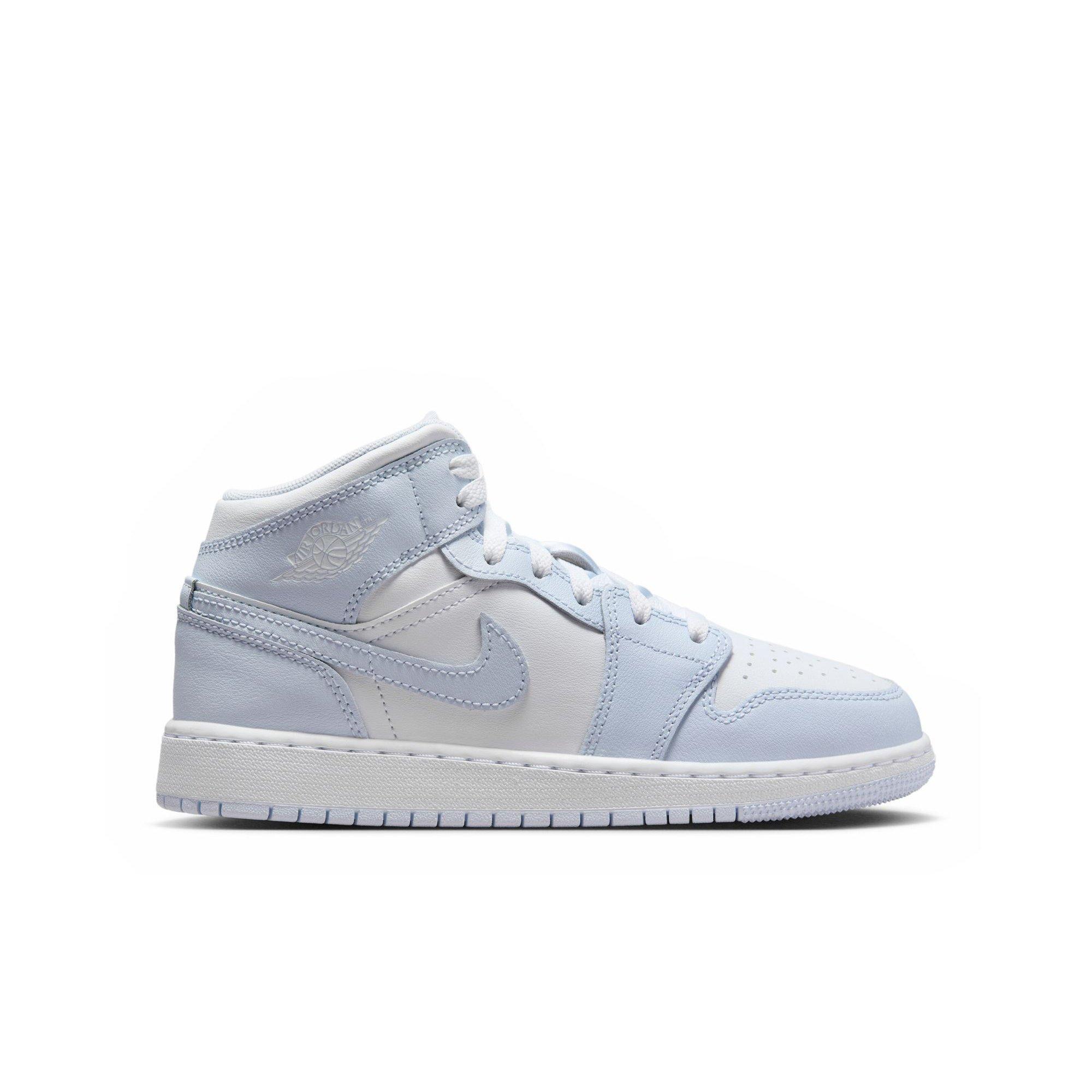 Jordan 1 Mid Cobalt Bliss White Neutral Grey Grade School Girls Shoe Hibbett